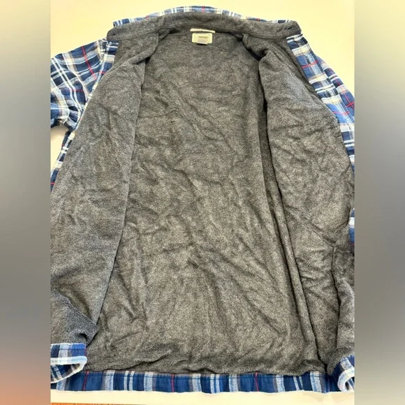 L.L. Bean Mens Fleece-Lined Flannel Shirt Jacket Size Large Traditional Fit Blue - Picture 6 of 10
